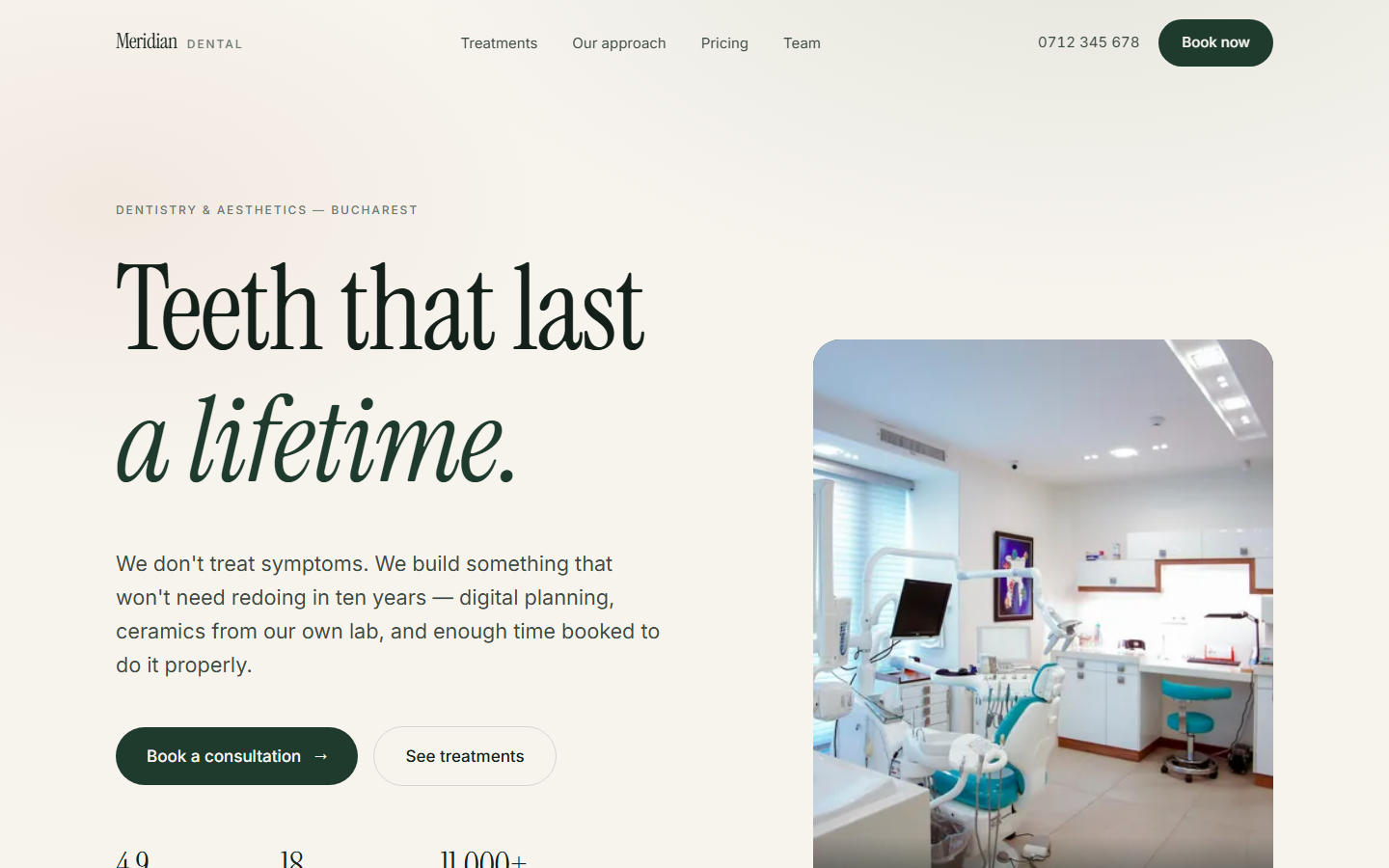 The homepage of Meridian, a demo site